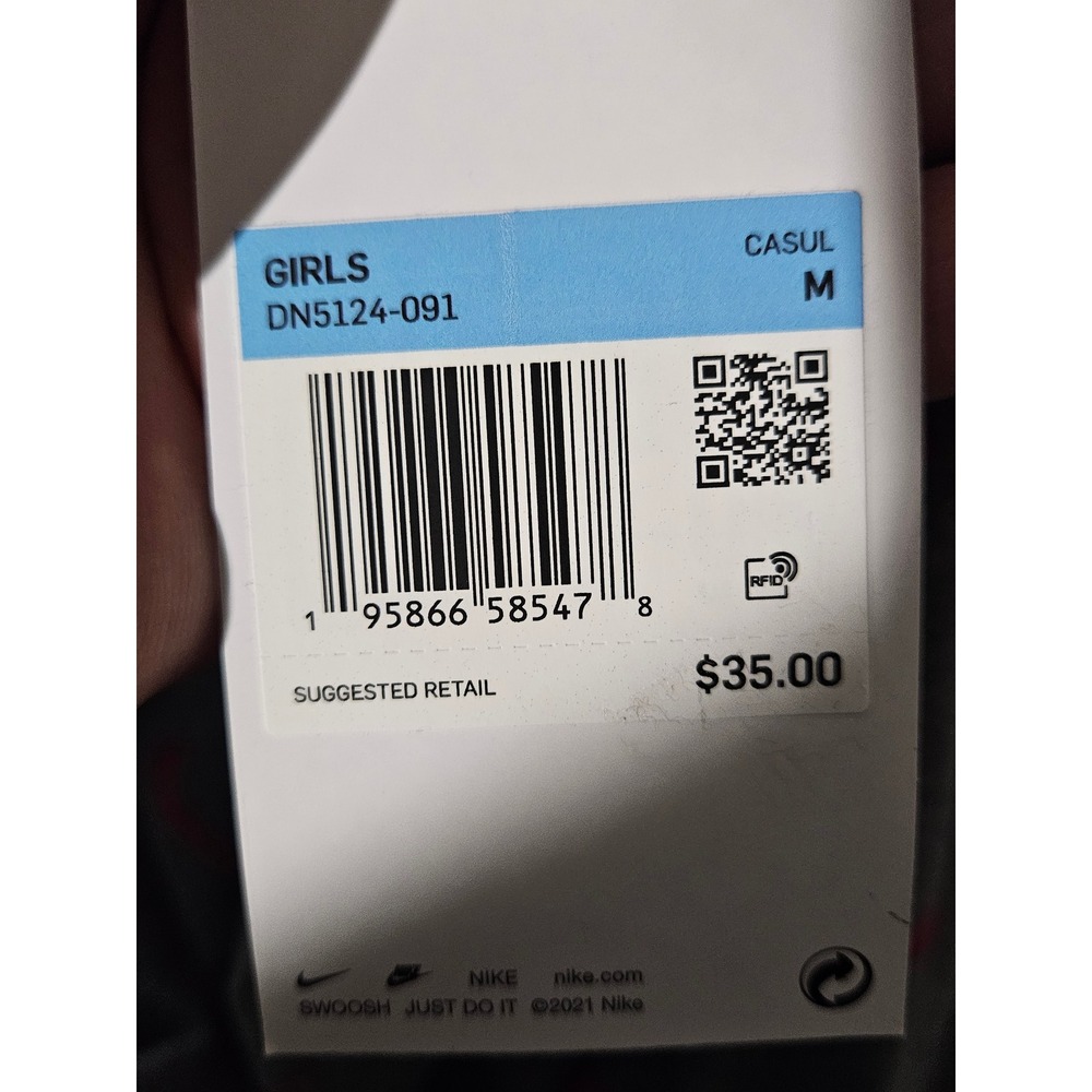 Nike Leggings Girls Medium Gray Pink Swoosh Print Tight Fit DN5124-091 - Picture 4 of 7